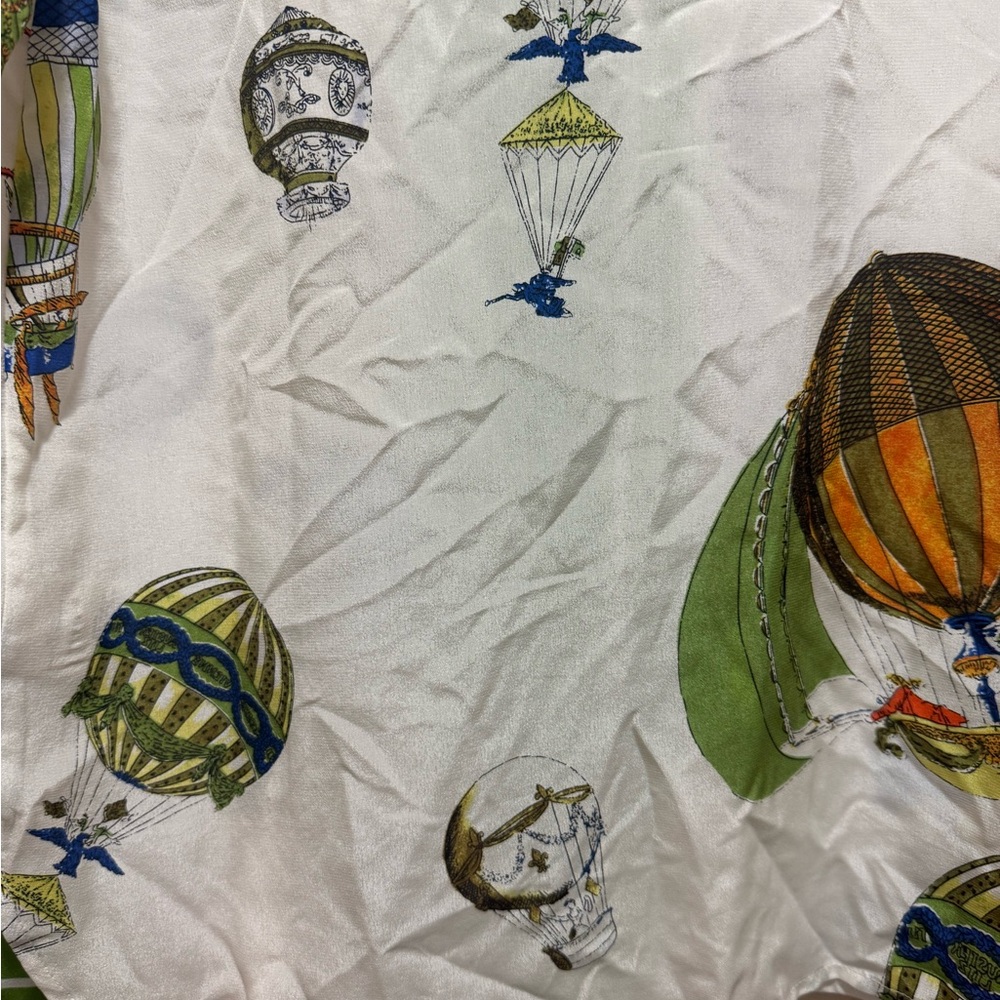 NWOT Maeve Anthropologie Green and White Hot Air Balloon Silk Top - Picture 10 of 11